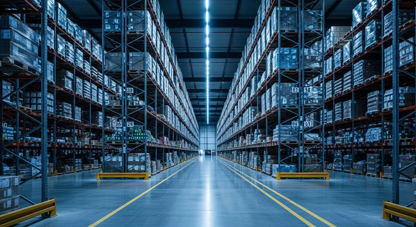 Inside a Lapasar warehouse: towering racking aisles stocked with palletised goods